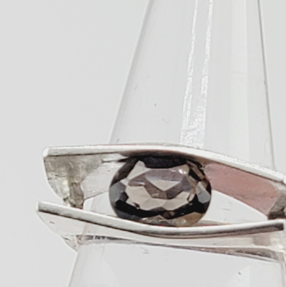 SMOKY QUARTZ CRYSTAL RING HANDMADE IN STERLING SILVER METAL SIZE 8.5 - Picture 7 of 7